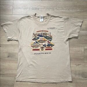 Puerto Rico La Parguera printed graphic men’s shirt Nautical Tan T-Shirt large